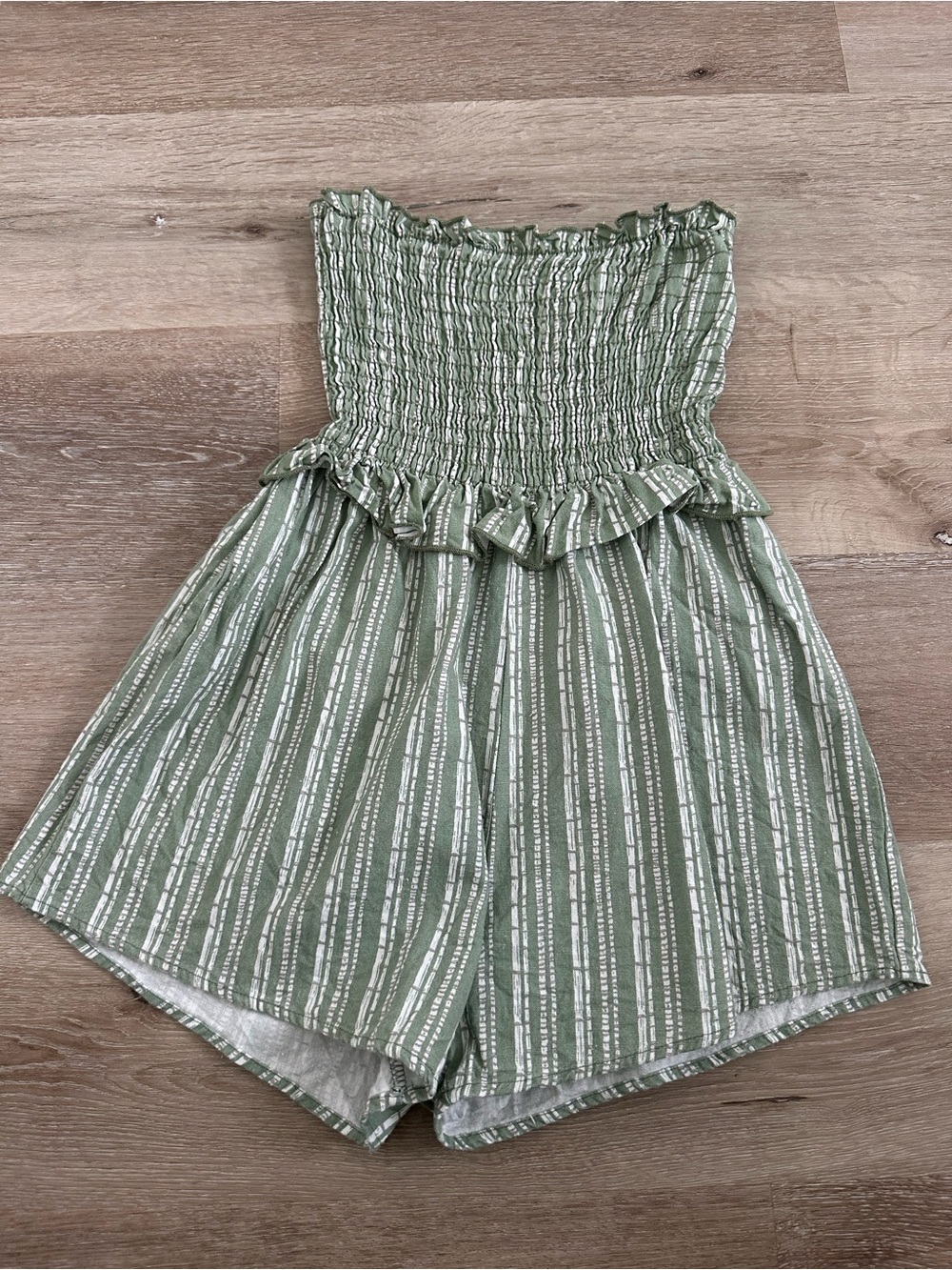 Green Striped Smocked Romper
